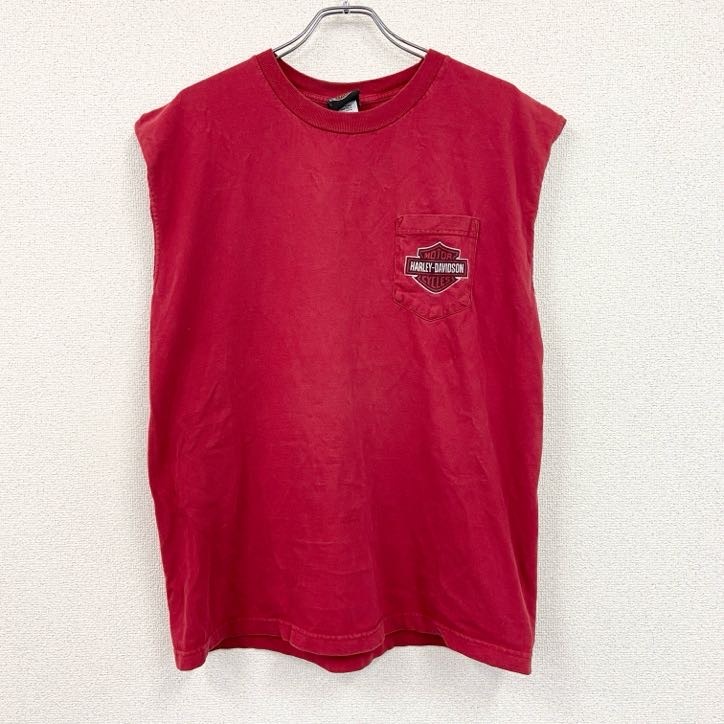 古着 used 00s HARLEY DAVIDSON ハーレーダビッドソン タンクトップ/ノースリーブ 赤 レッド XLサイズ拍卖