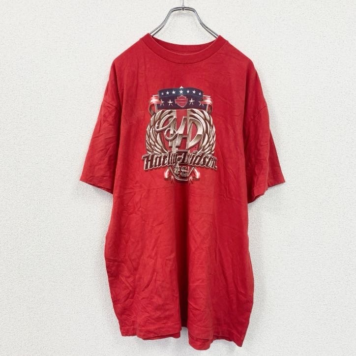 古着 used HARLEY DAVIDSON ハーレーダビッドソン 半袖プリントTシャツ 赤 レッド XLサイズ拍卖