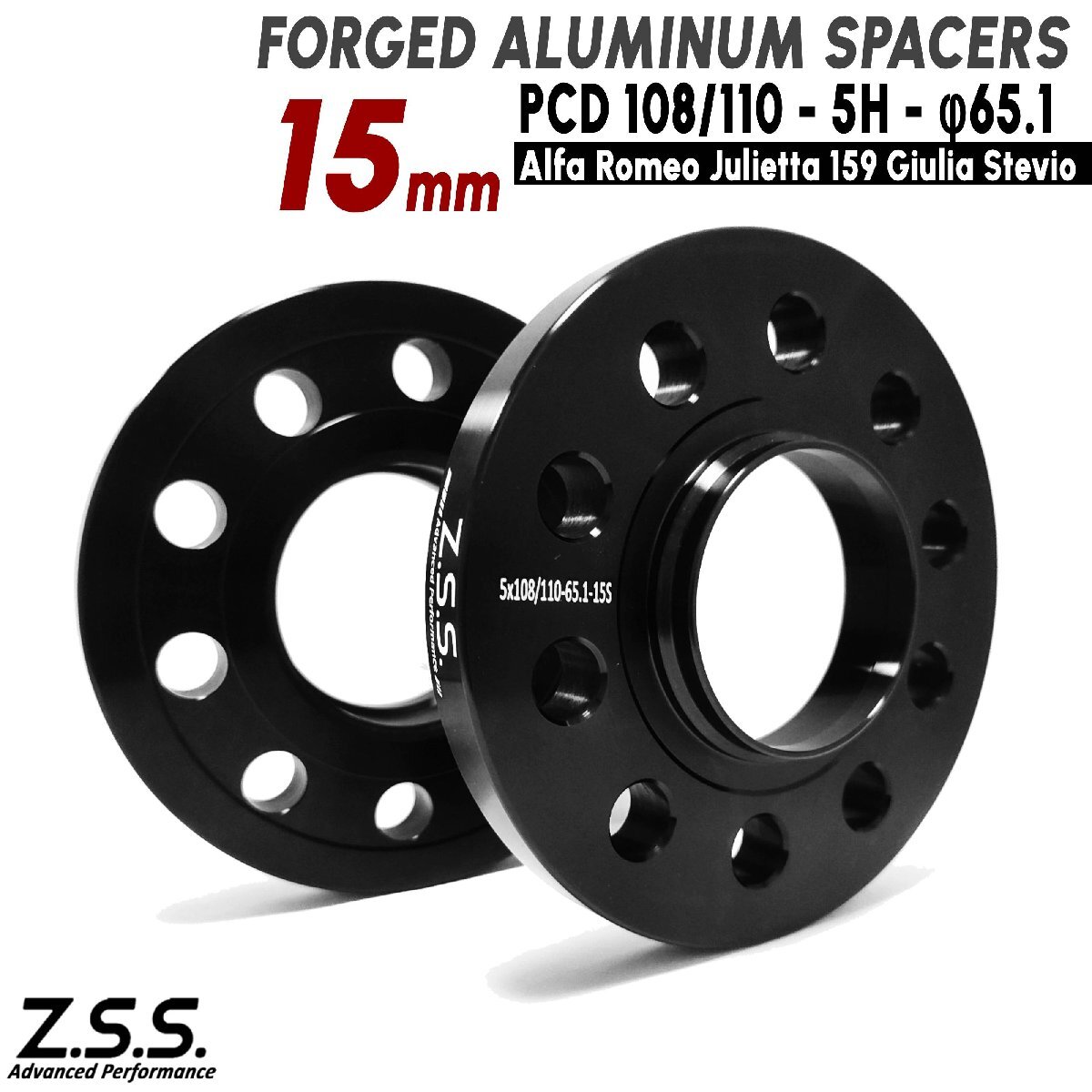 Z.S.S. AP アルファロメオ 8C ジュリア ステルヴィオ 15mm スペーサー PCD108 PCD110 5穴 ハブ径 65.1φ拍卖