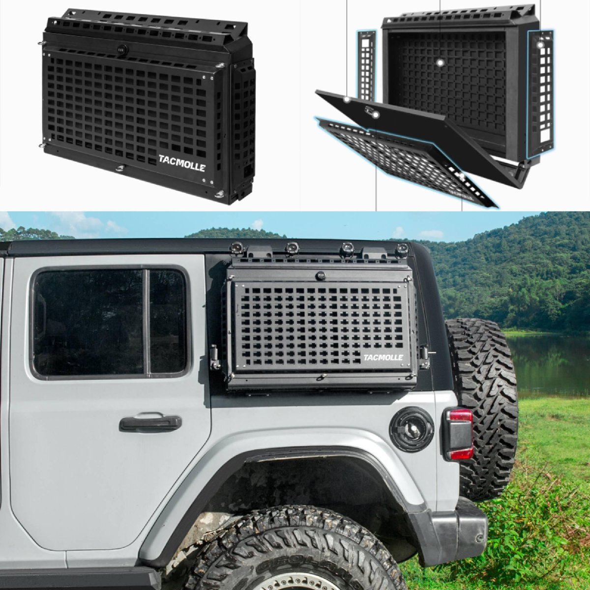 ラングラー JL TACMOLLE リアウィンドウ 収納ボックス テーブル 左右どちらでも使える アウトドア ジープ JEEP WRANGLER拍卖