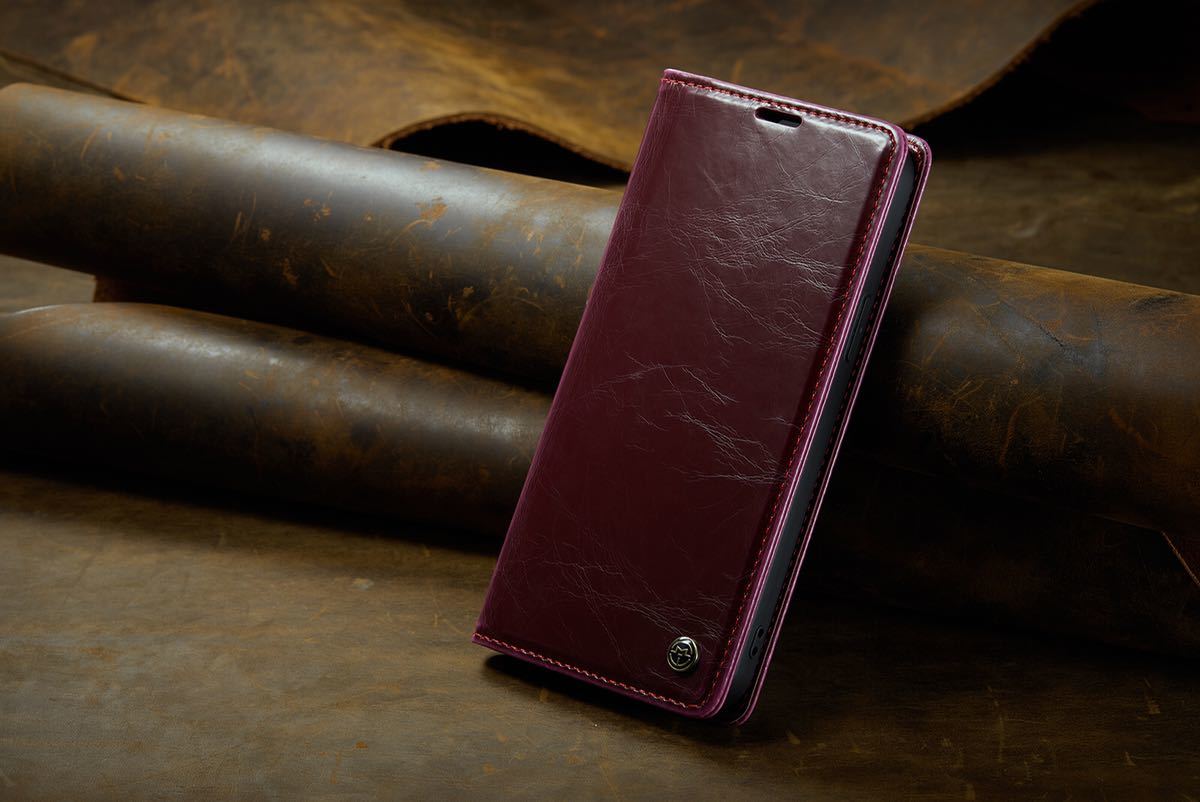 iPhone 14 レザーケース アイフォン14 ケース 6.1インチ iPhone14 カバー 手帳型 カード収納 C2 ワイン拍卖