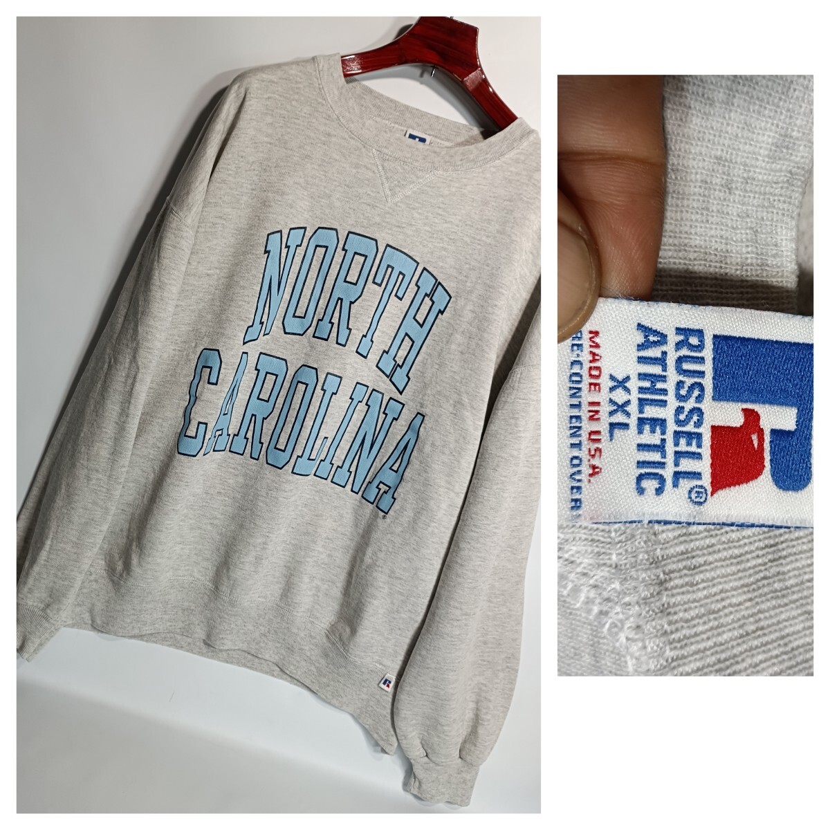 80's 〜 ヴィンテージ RUSSELL ATHLETIC ラッセルアスレチック USA製 前V NORTH CAROLINA ノースカロライナ トレーナー スウェット XXL拍卖