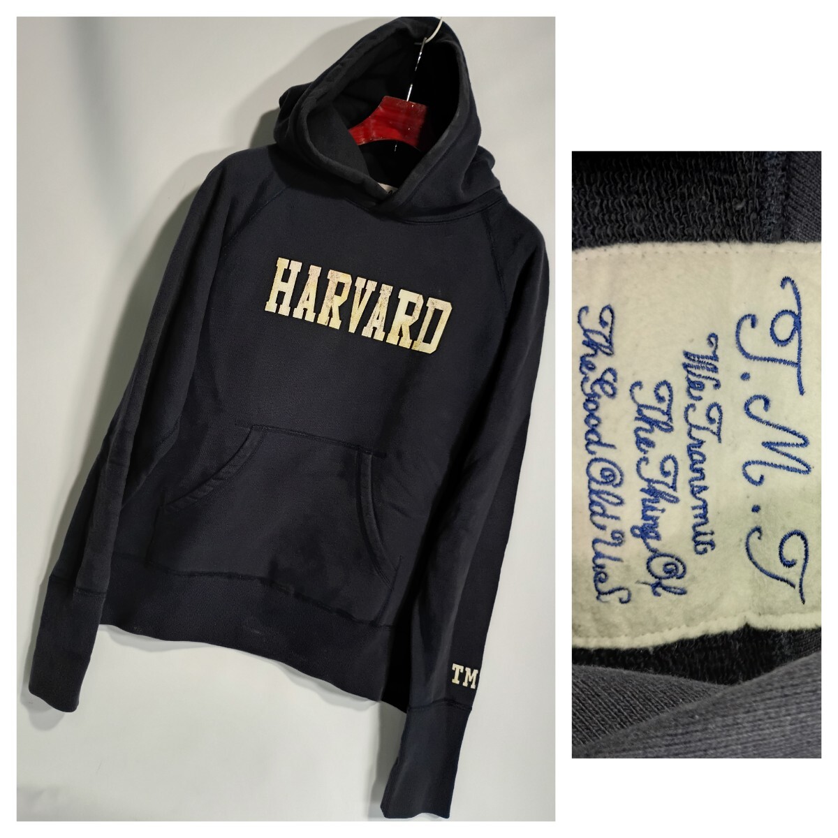 TMT ティーエムティー ビッグホリデー 日本製 紺 HARVARD ハーバード 肉厚スウェット フーディ パーカー M ネイビー拍卖