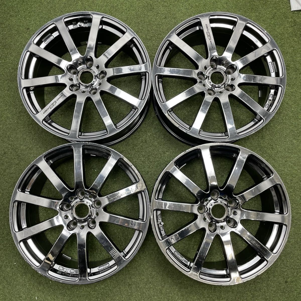 【1436】★メッキ★18インチ 8.0J MUGEN NR 無限POWER 18×8.0J ET+50 PCD120 5穴 ハブ径64 中古 アルミホイール4本拍卖
