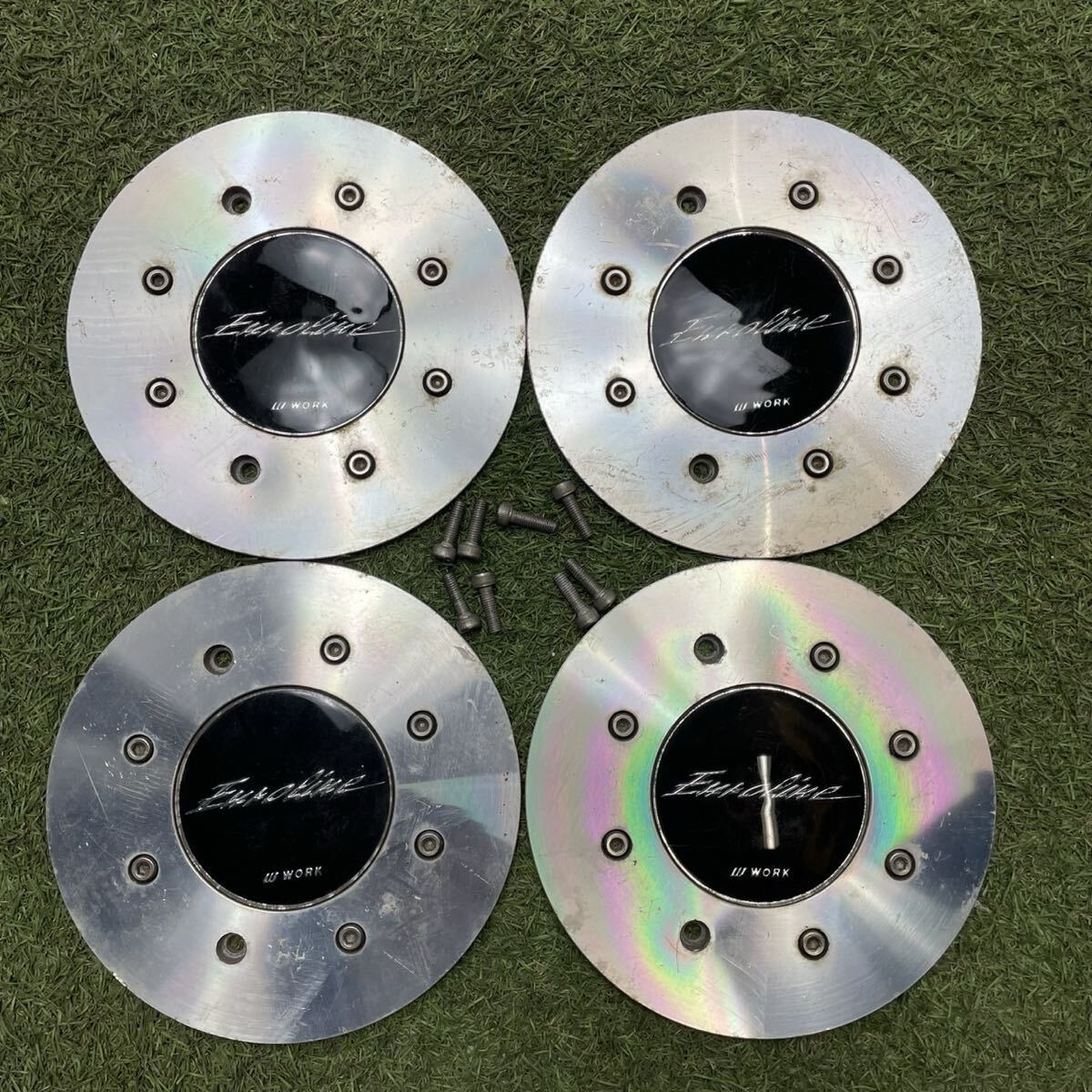 (290)希少★当時物★絶版品 WORK Euroline センターキャップ 4枚 ネジ付き拍卖
