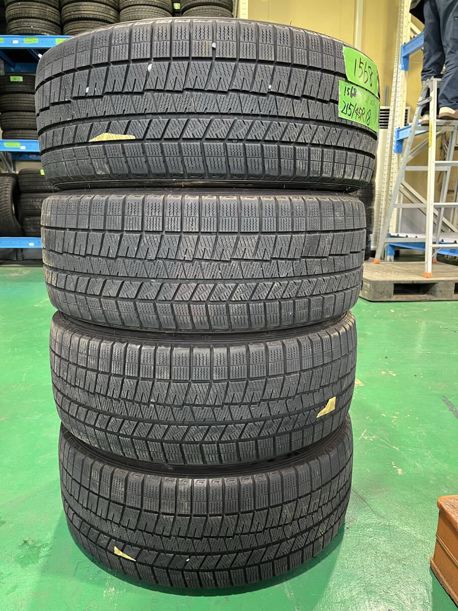 【1568】18インチ スタッドレス DUNLOP WINTERMAXX 03 215/45R18 89Q 冬用 2021年製 9分山 中古タイヤ 4本セット拍卖