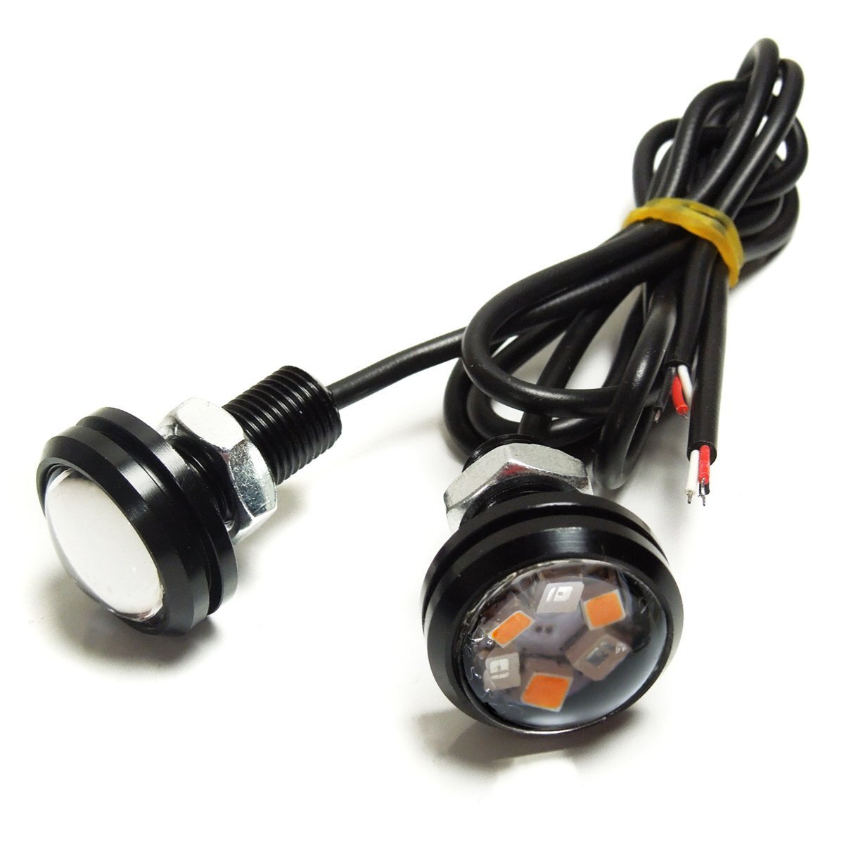 スポットライト led デイライト ブルー×アンバー 2色発光 ボルト型 2個セット ウィンカー連動 防水 汎用拍卖