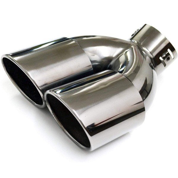 マフラーカッター 2本出し 191 エアロ デュアル オーバル 排気口 汎用 マフラー 下向き L型 ダブル 35~55φ ステンレス製 シルバー拍卖