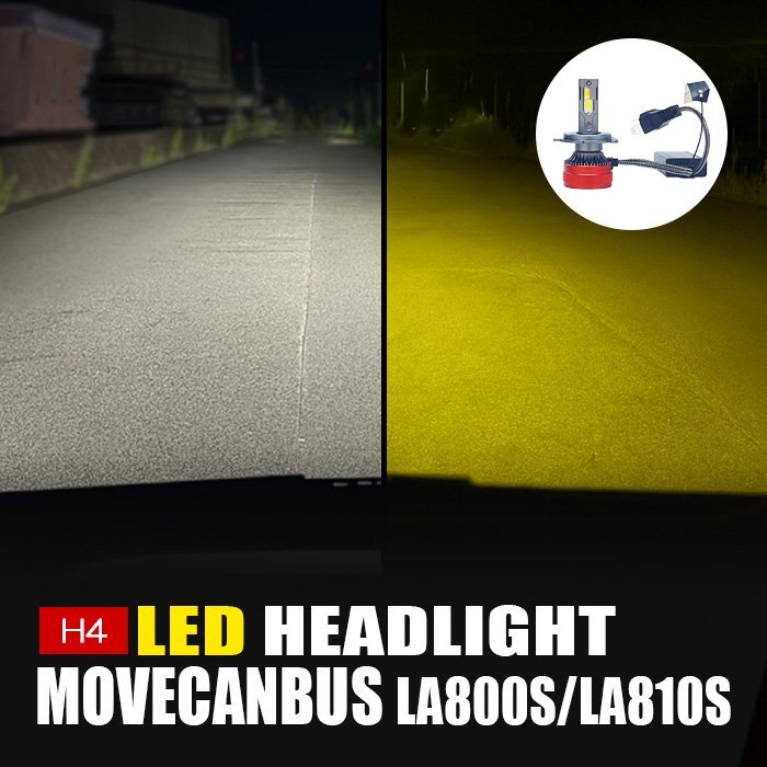 ムーヴ キャンバス LED ヘッドライト H4 ロービーム 3000K 8000K カメレオン 色温度調整 アプリ 連動 高輝度 イエロー ホワイト LEDヘッド拍卖