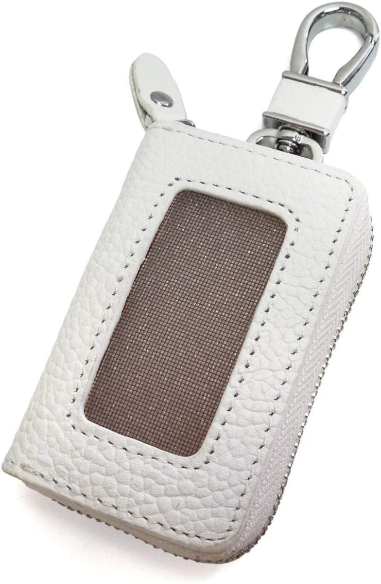 キーケース 本革 窓付き ホワイト スマートキー キーカバー スマートキーケース 汎用 メッシュ拍卖