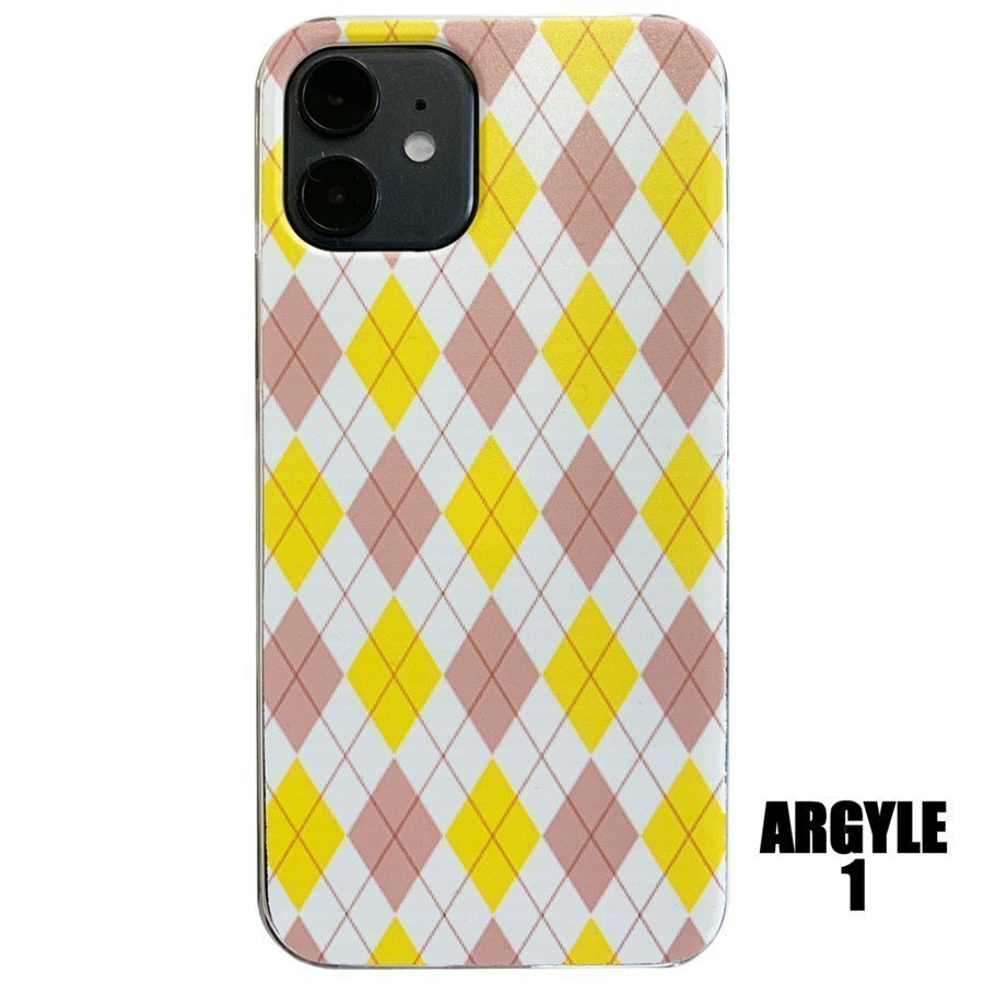 iPhone12mini アーガイル 黄色 スマホカバー ハードケース 携帯 iPhone ケース アイフォン ケータイ拍卖