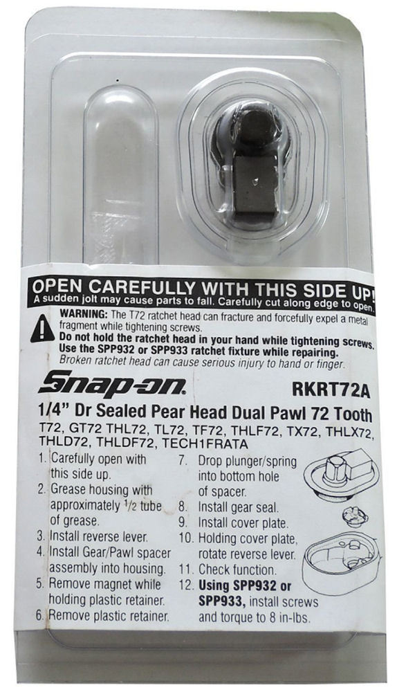 Snap-on (スナップオン) ラチェット 修理用 リペア パーツ セット 1/4差込み 72ギヤ RKRT72 並行輸入 新品未使用拍卖