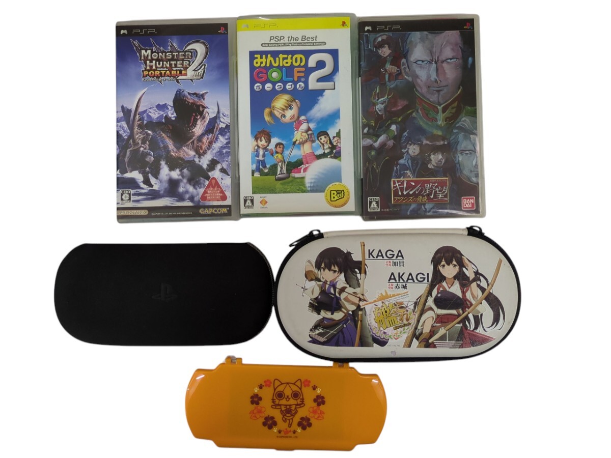 PSP ソフト モンスターハンター2 みんなのGOLF ギレンの野望3本セット ケース 現状品(1023a11)拍卖
