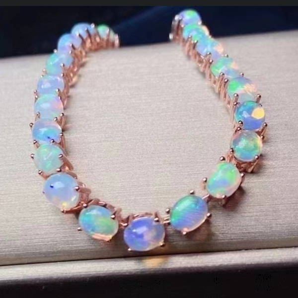 女性用の白いファイヤーオパールブレスレット 鑑別付き 天然石 ナチュラル 宝石 ◆最初の入札者様は開始価格で購入可能 Yu_1928拍卖