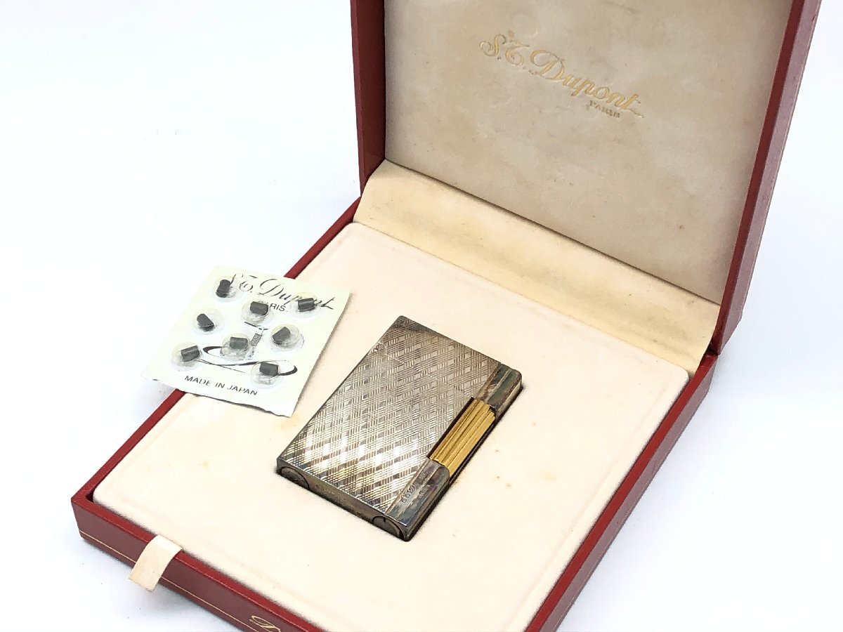 ■デュポン ガスライター ギャツビー シルバー × ゴールド 箱付き 着火可 中古【UW100721】拍卖