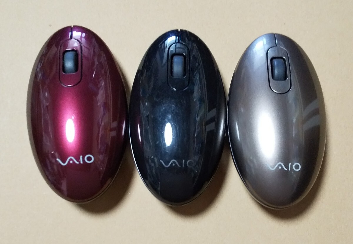 【SONY純正3個セット】 SONY VAIO ワイヤレスマウス VGP-WMS30 レシーバー無し 赤黒茶拍卖