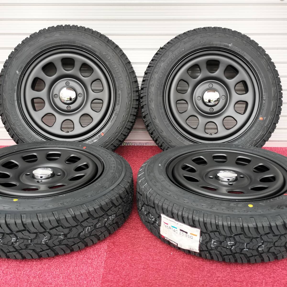 デイトナ G2 マットブラック 14-5.0J 4H100 +42 YOKOHAMA GEOLANDAR X-AT G016A 145R14C 85/83Q 軽トラ 軽バン リフトアップ 01-2478S拍卖