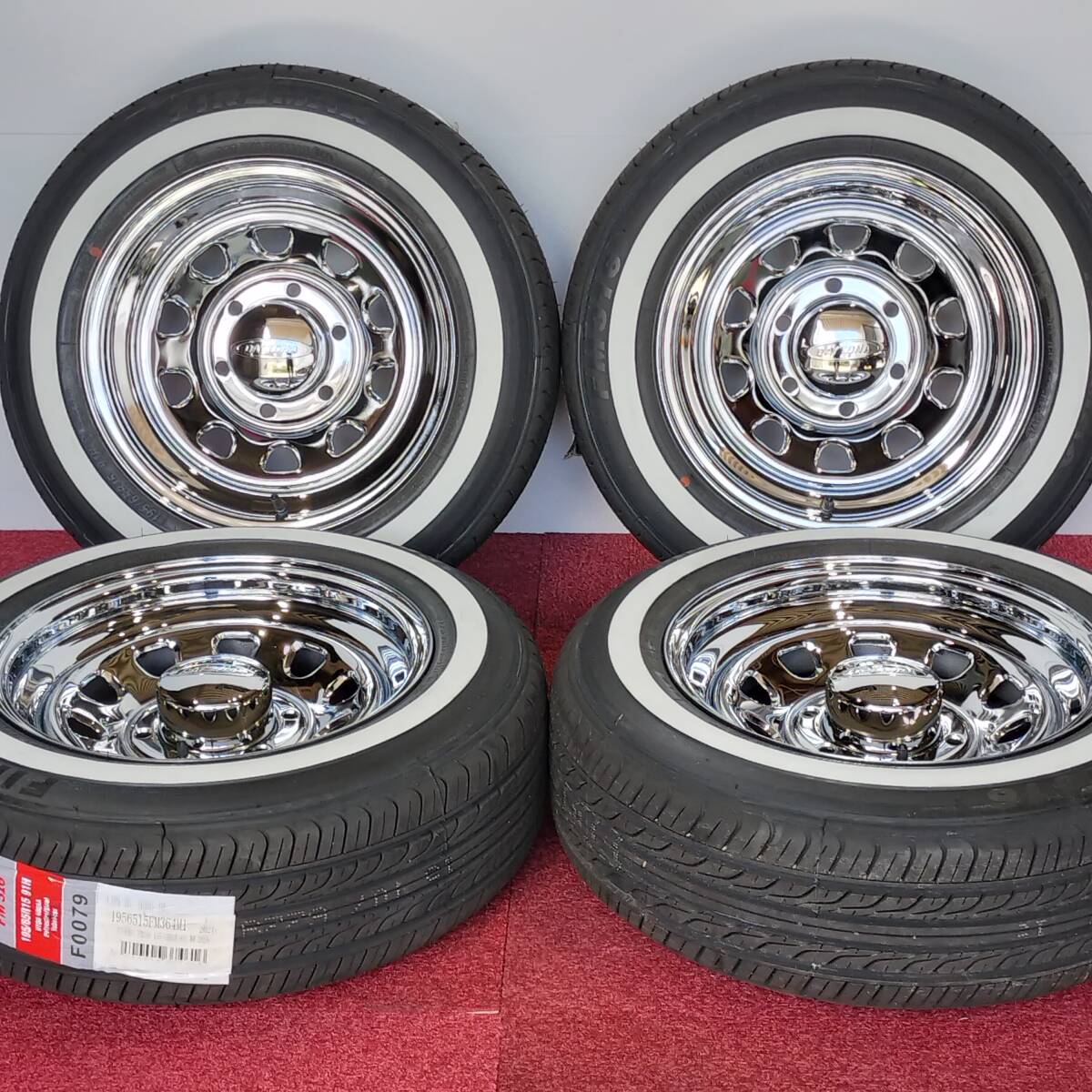 デイトナ クローム 15-7.0J 6H139.7 +12 FIREMAX FM316 195/65R15 ホワイトリボン 100系ハイエース 6穴 特価品! 01-0455拍卖