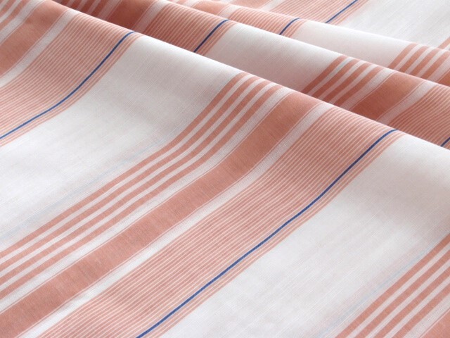 即決♪3mマルチボーダー オレンジ系 ホワイト ネイビーライン 薄地 生機♪拍卖