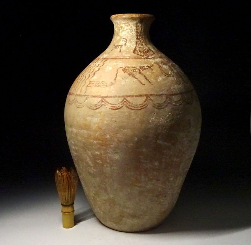 緑屋c■ 時代物 加彩 バンチェン土器 大壷 大花瓶 高約39.5cm 唐物 時代物 i9/10-6426/15-2#120拍卖