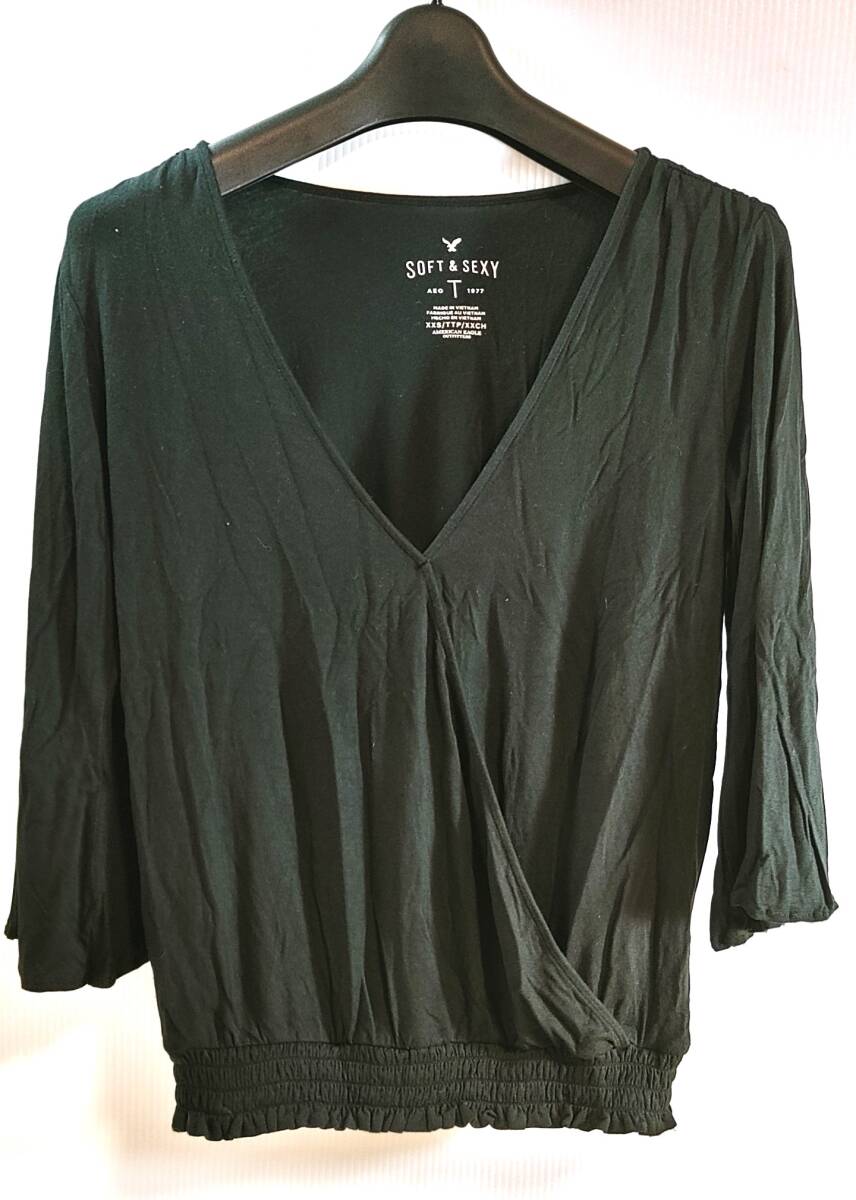 良品アメリカンイーグルSOFT&SEXYレディーストップスXXSブラック拍卖