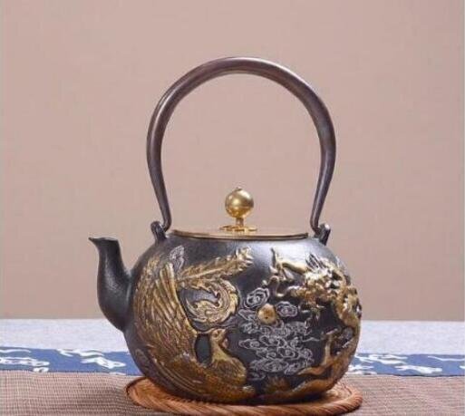 国内稀少!茶壺 手彫り鉄壺 鉄やかん 鉄分補給 未塗装鉄器 茶道具 1.3L拍卖