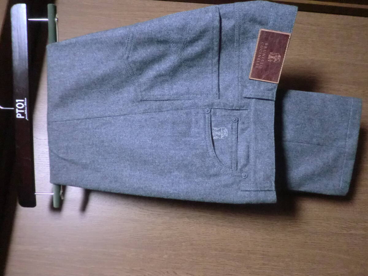 ⑬ BRUNELLO CUCINELLI ブルネロクチネリ ライトグレースラックス ウール100% サイズ44 拍卖