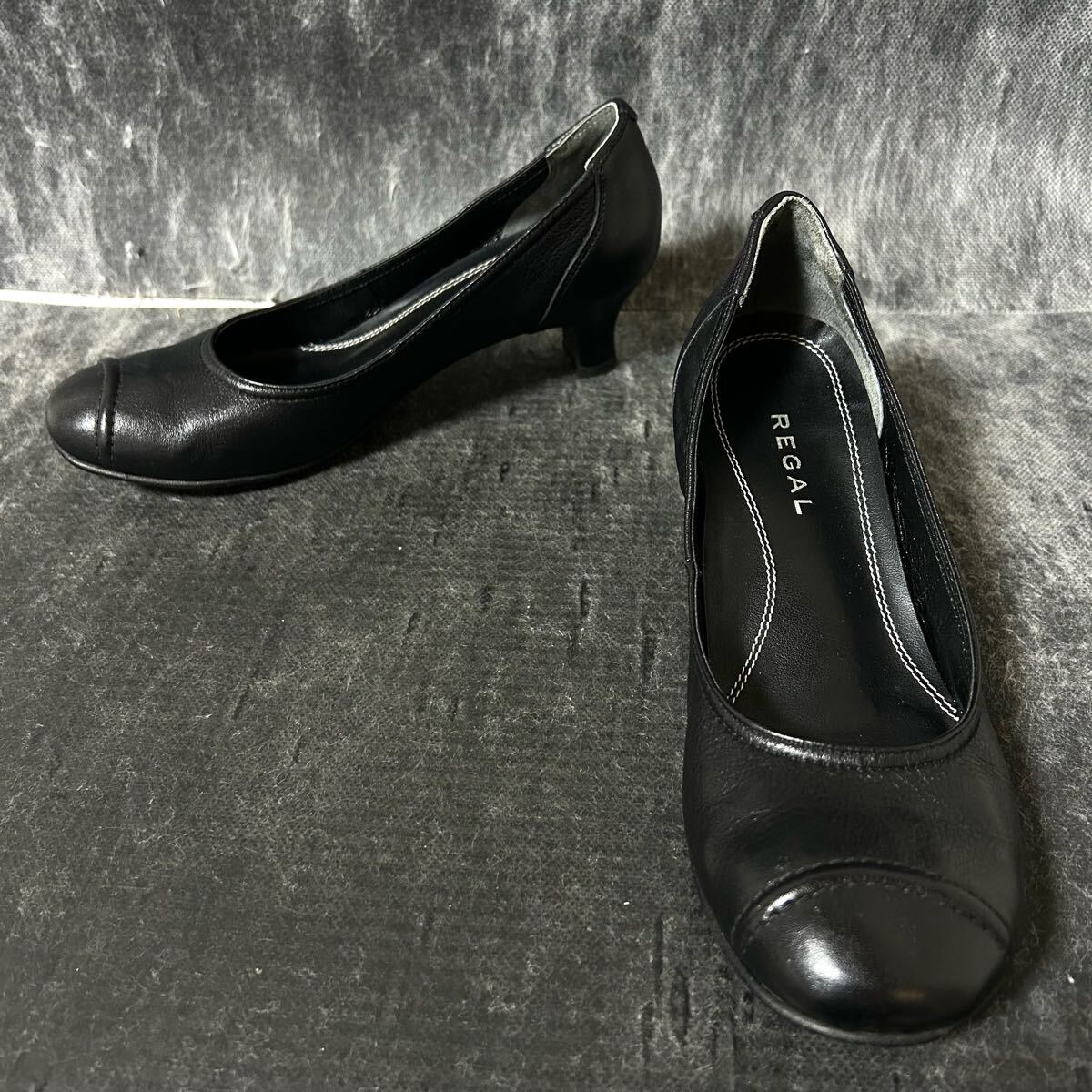 【美品】REGAL リーガル  ヒールパンプス パンプス レザー 22.5cm ブラック *DO拍卖
