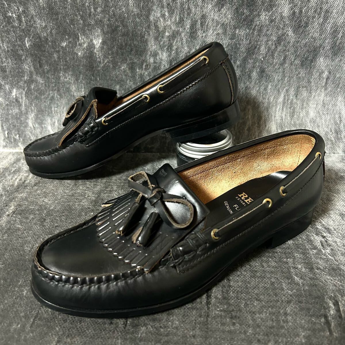 【新品同様】REGAL リーガル タッセルローファー キルト ローファー 革靴 レザーシューズ 24cm ブラック *AU拍卖