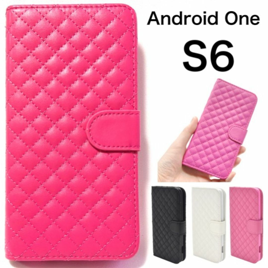 Android One S6 キルティングレザー 手帳型ケース/アンドロイドスマホケース拍卖