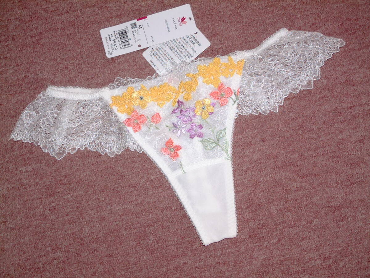 ★送料込み★定価5610円 ★ワコール パルファージュ PARFAGE Tバック ゴージャスなレース アップリケにクリスタル付き Mサイズ PCL437 IV拍卖