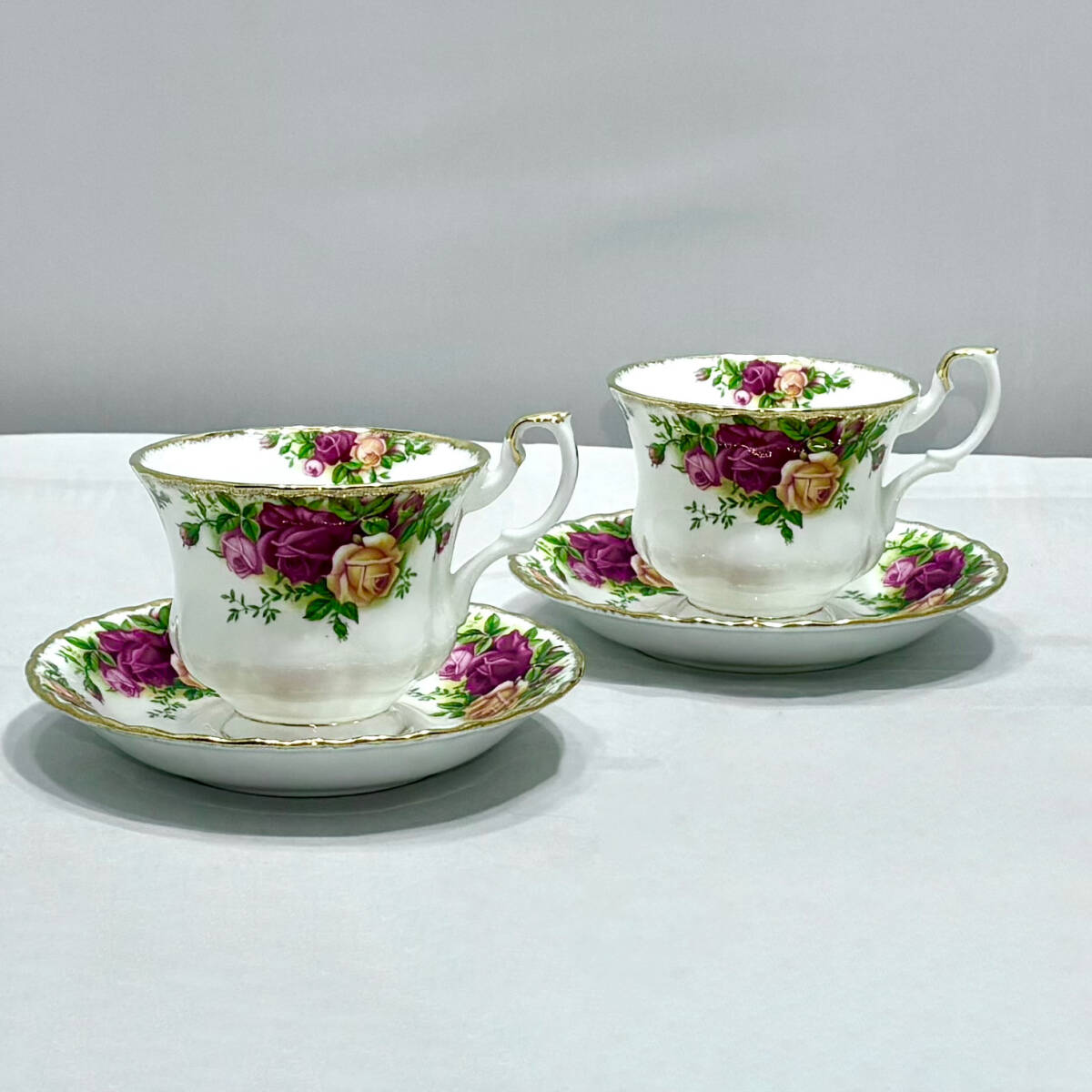 【美品】ROYAL ALBERT オールドカントリーローズ コーヒーカップ&ソーサー(2客)拍卖