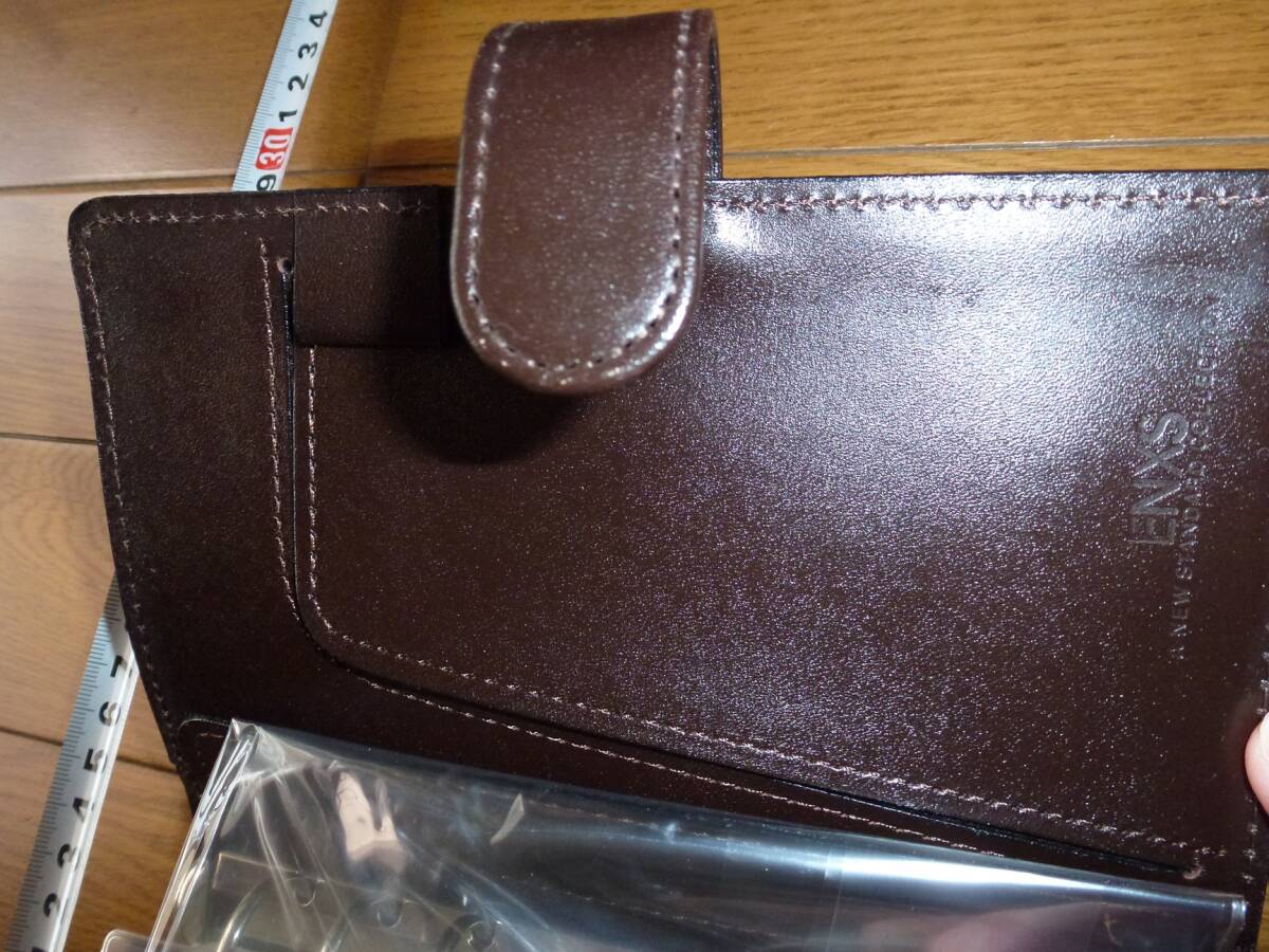 新古品 革システム手帳 茶色 Bindex ベニス インクス 約B6(聖書サイズ) 6穴ボタン拍卖