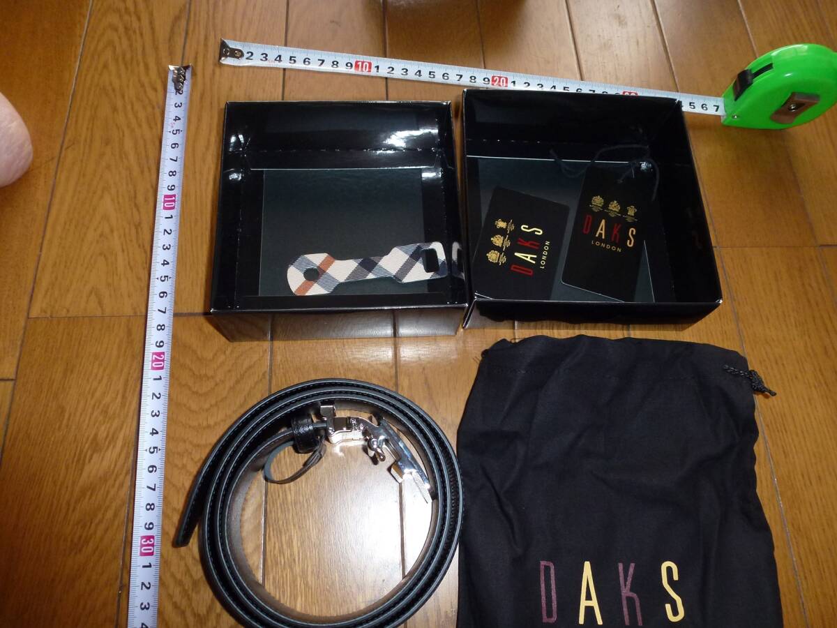 p2 新品未使用タグ付き DAKS/ダックス ベルト レザー 本革 黒拍卖