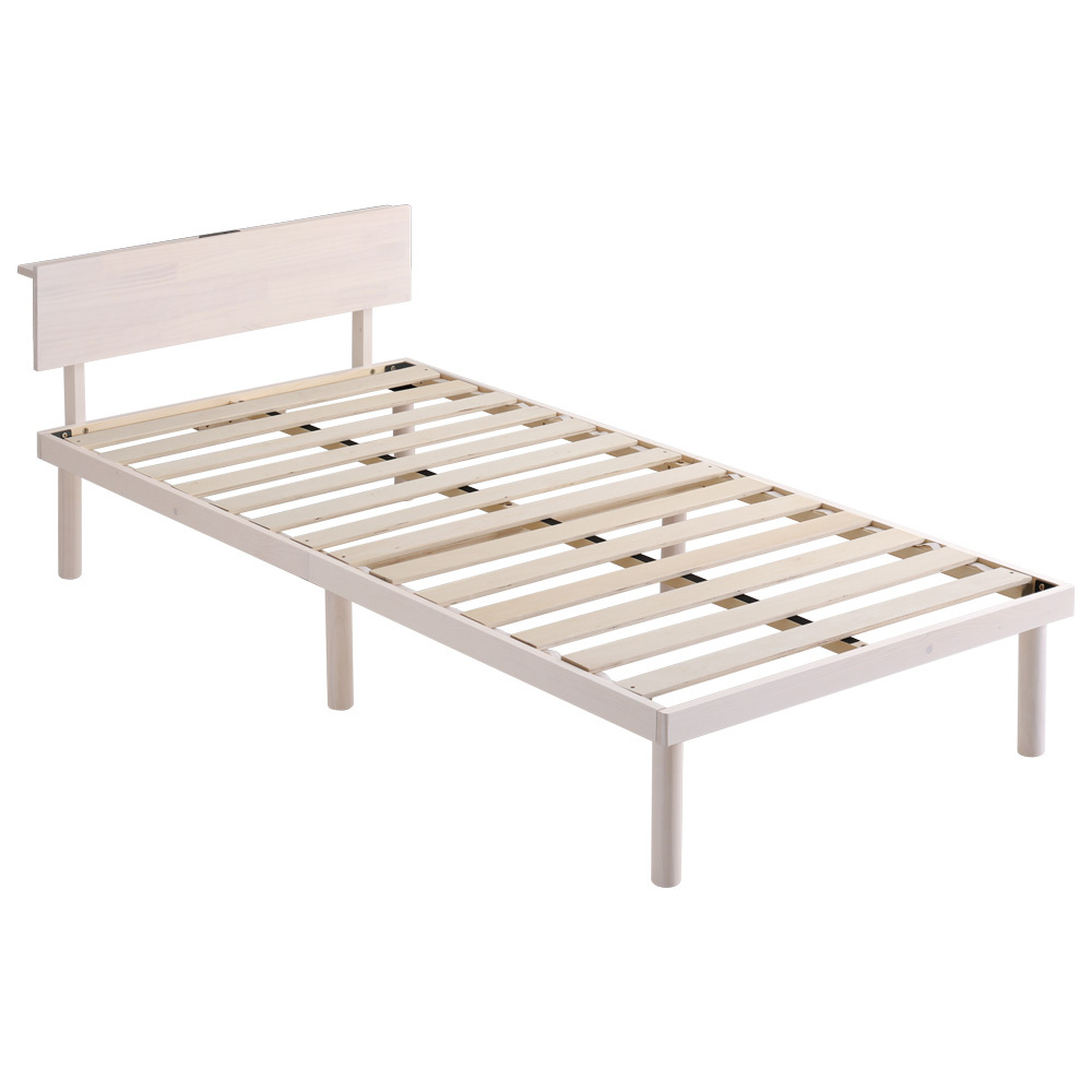 【宮セット】パイン材高さ2段階調整脚付きすのこベッド(シングル) ASP-HP-02S-WHW ホワイトウォッシュ拍卖