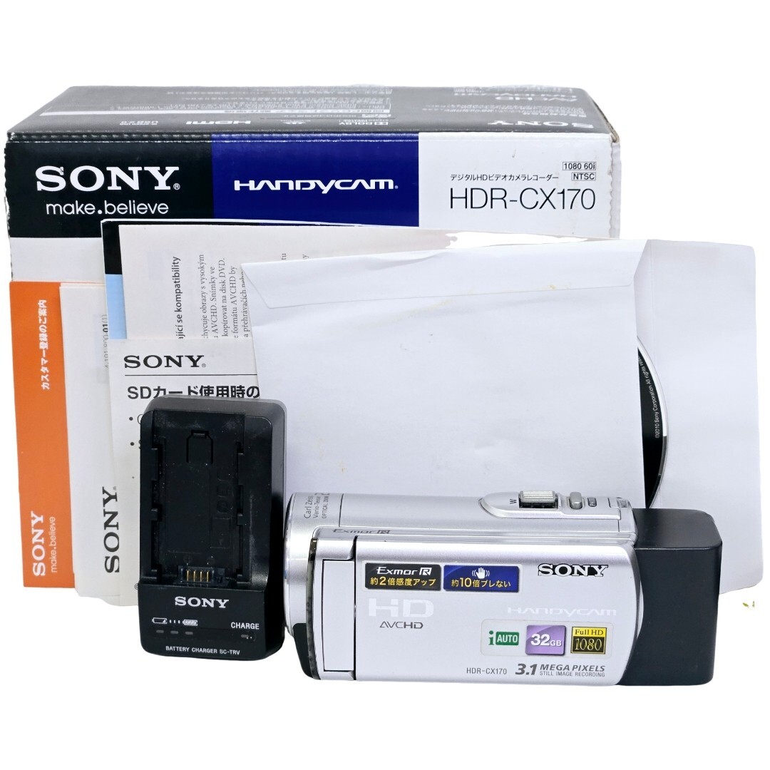 【返品保証】 【元箱付き】ソニー Sony Handycam HDR-CX170 シルバー ビデオカメラ Z1981拍卖