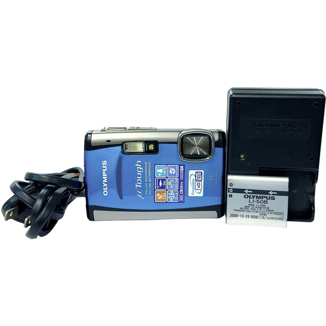 【返品保証】 オリンパス Olympus μ Tough-6000 ブルー コンパクトデジタルカメラ バッテリー・チャージャー付き Z1534拍卖