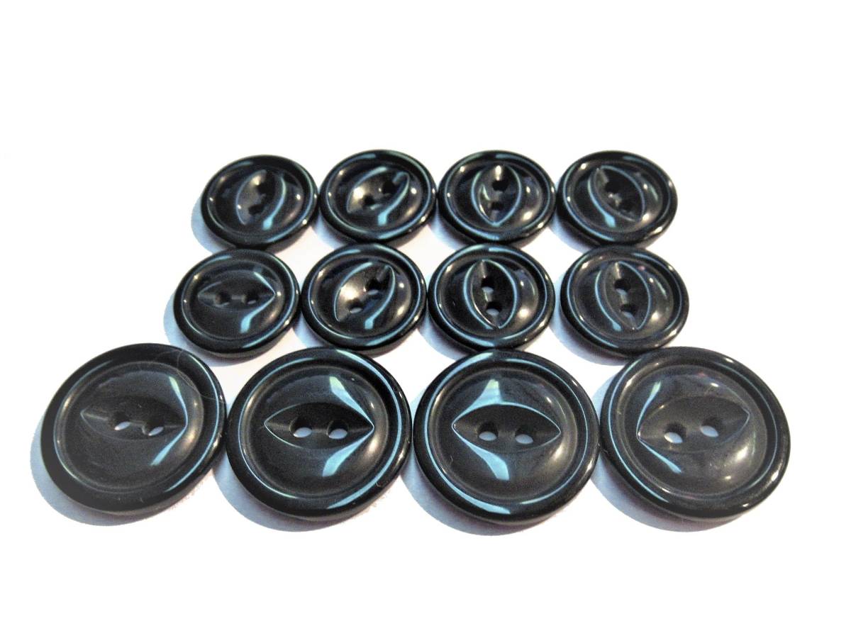 手芸 和洋裁用釦 ボタン スーツ ジャケット用 キャツアイ 猫の目ボタン ブラック(15mm8個 20mm4個 合計12個入り)b396-s09拍卖