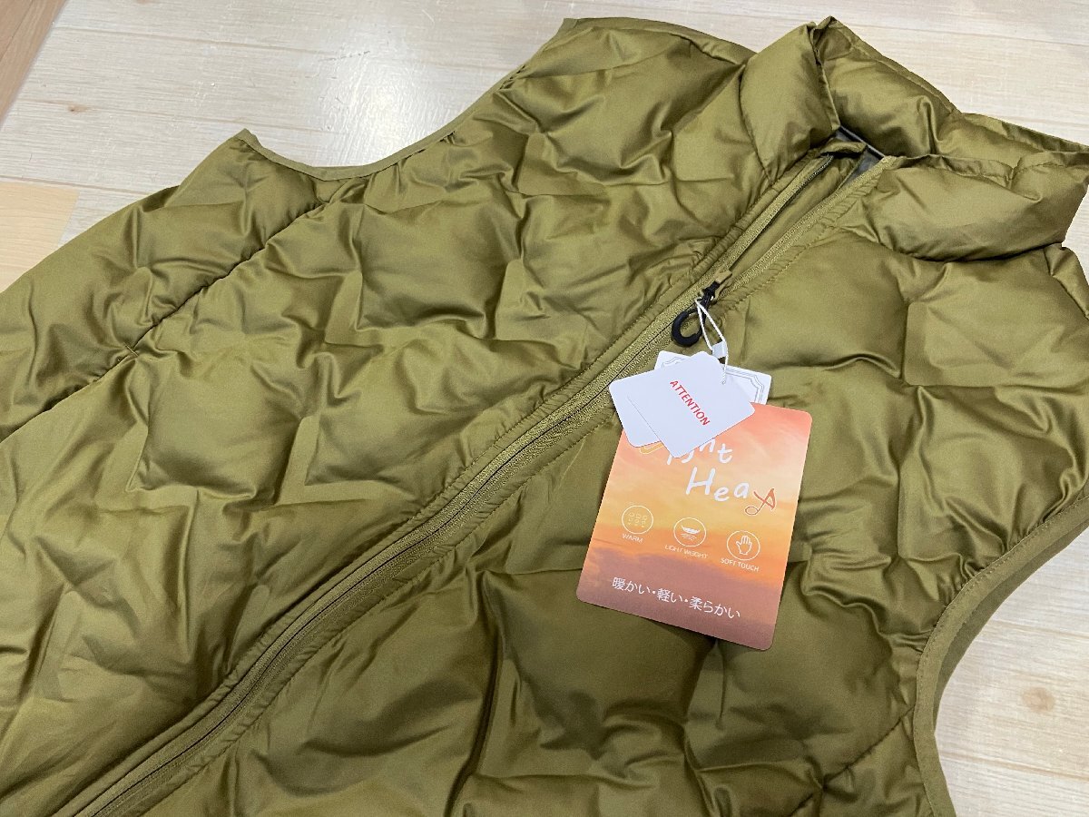 ゴルフベスト スリーブレスブルゾン 圧着中綿キルティング 撥水防風防寒 タイトフィット LL 緑系KH CREATION CUBE★未使用格安!拍卖