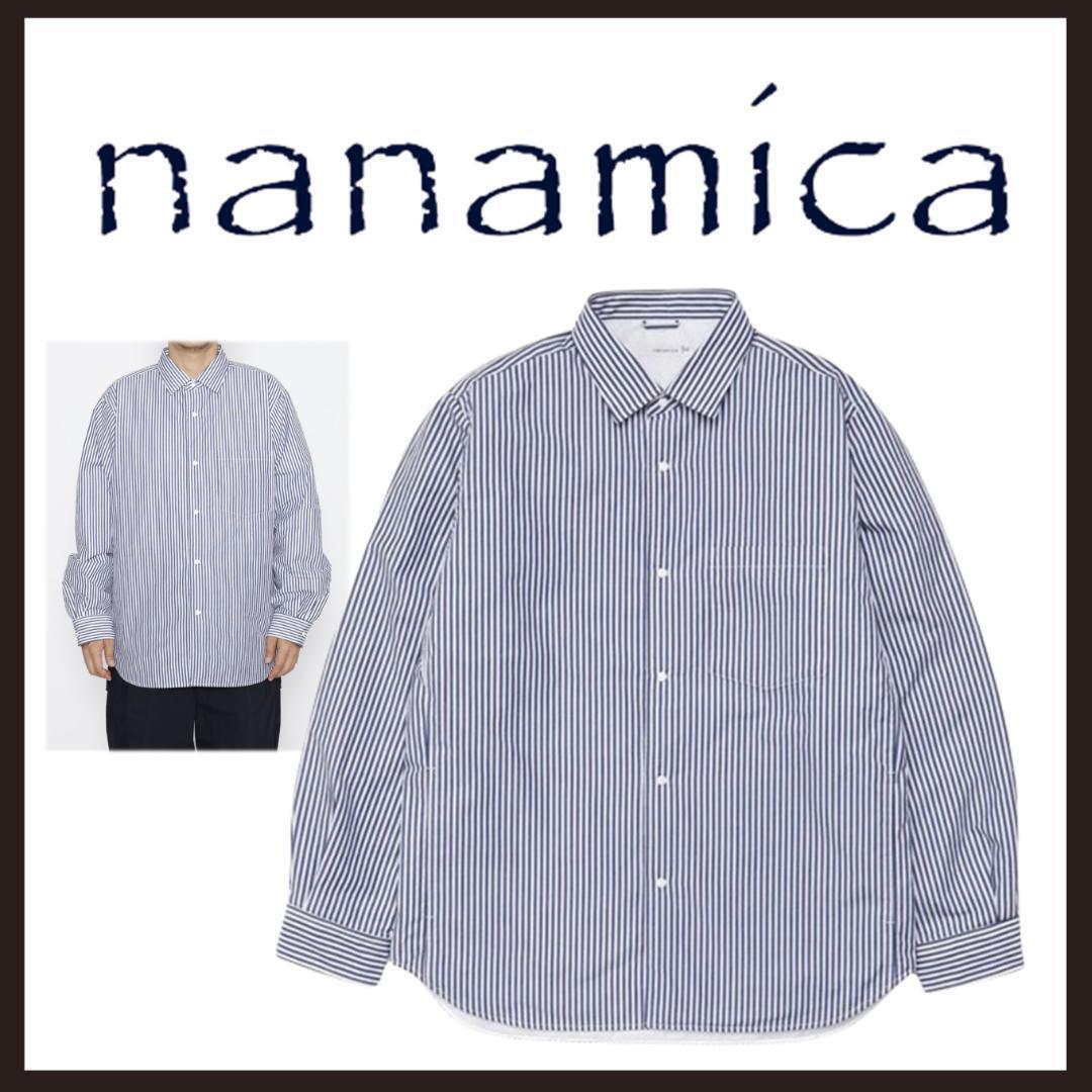 ○★新品未使用 ナナミカ インサレーションストライプ シャツジャケットXLネイビー【nanamica】中綿ジャケット 高性能保温素材プリマロフト拍卖