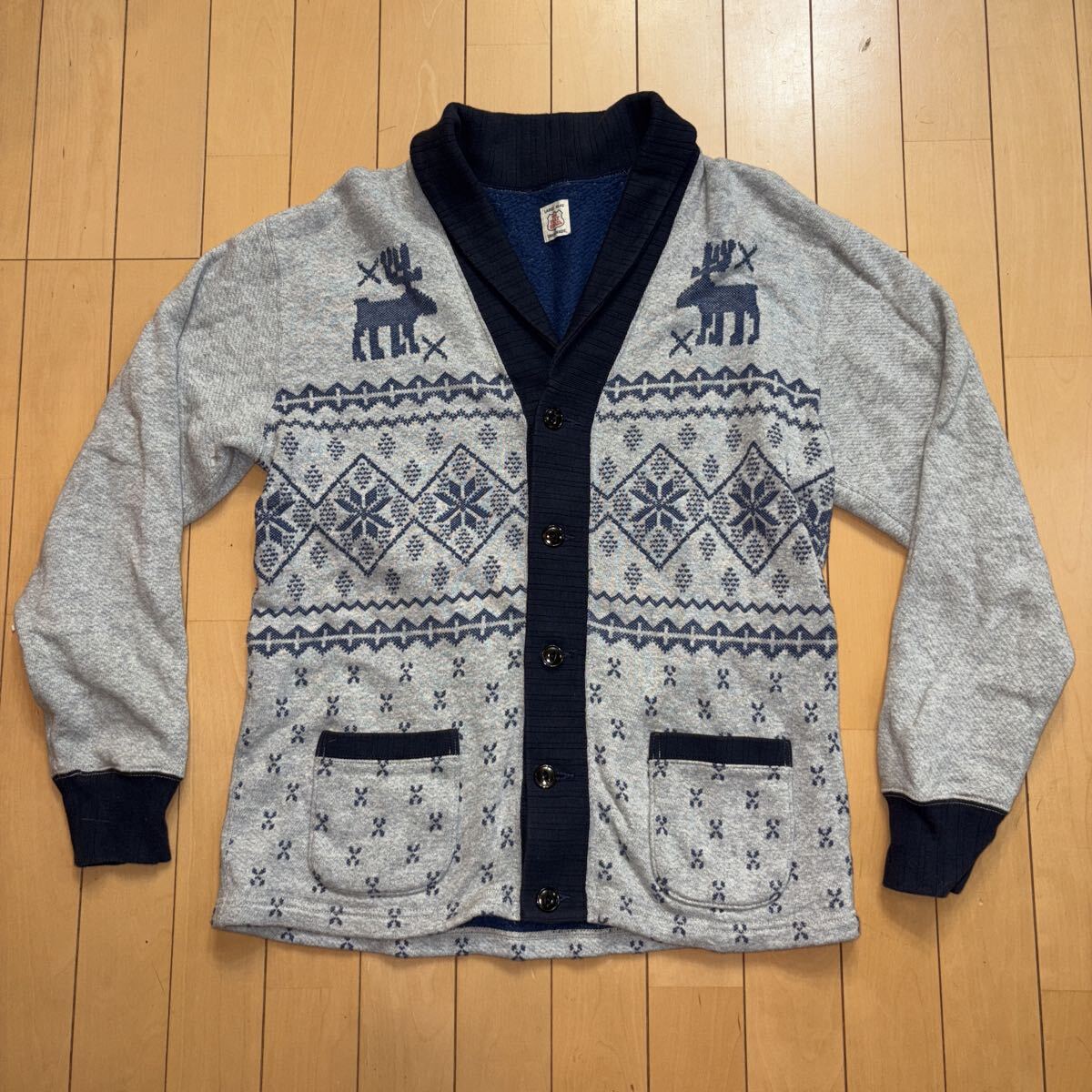 THE FLAT HEAD フラットヘッド ショールカラー雪柄スウェットカーディガン  FLATHEAD拍卖