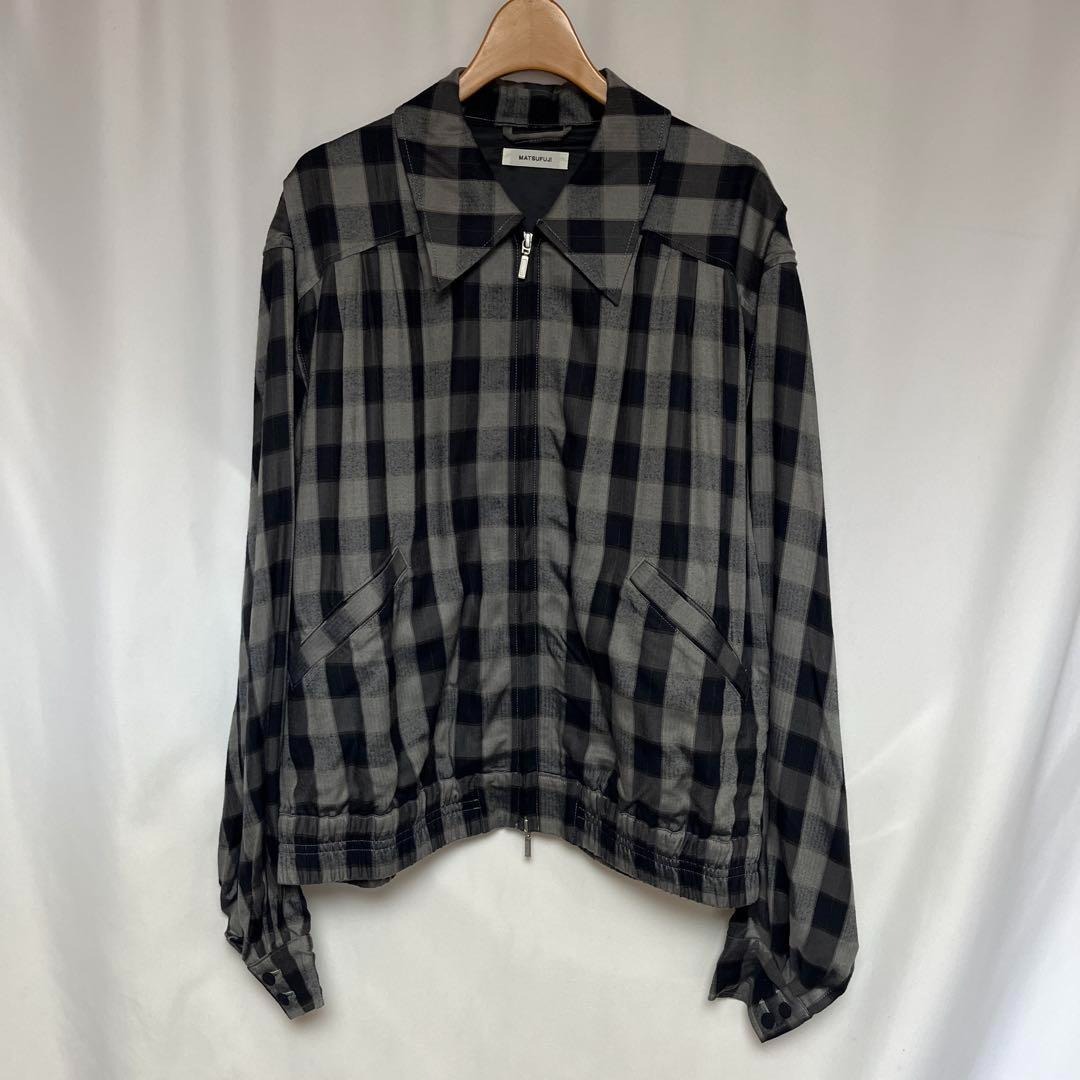 MATSUFUJI ヘリンボーン ウェーブチェックジャケット グレー3拍卖