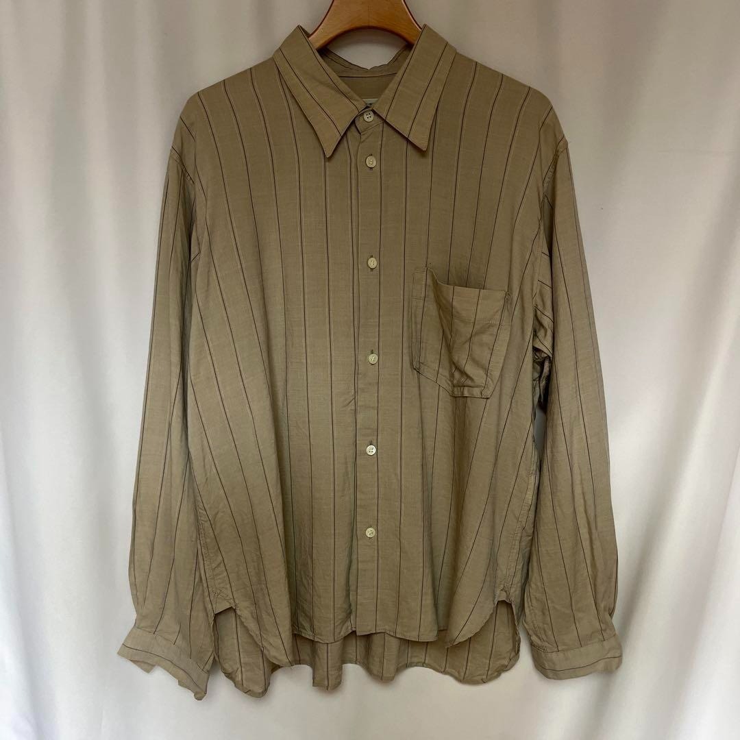 MATSUFUJI キュプラ ストライプ シャツ ベージュ3 sample拍卖