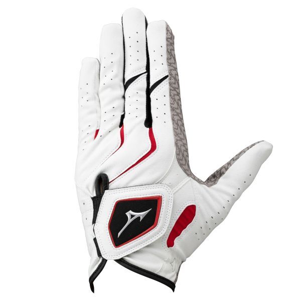 【新品】ミズノ W-GRIP ダブルグリップ 指先ショート 手袋/左手 グローブ ホワイト×レッド 25cm 5MJMS40101拍卖