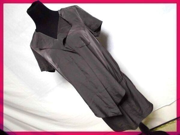 送料無料美品★ロートレアモン★サラ生地♪半袖ワンピース◆Mグレー◇NO.R段U1n拍卖