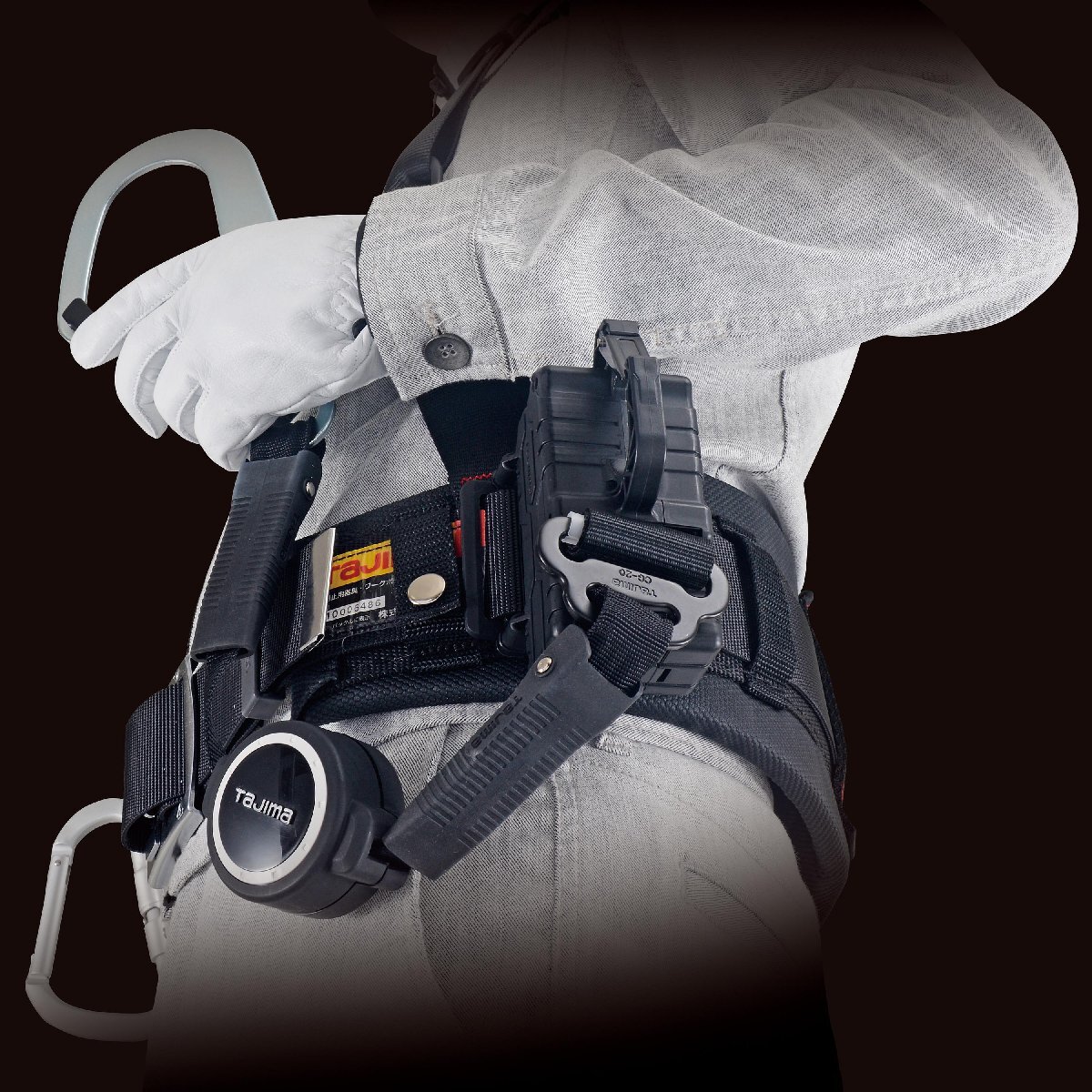 1回のみ使用 tajima/タジマ◆B1SLER-TL1BK/胴ベルト用ERリール縦型 L1セット◆巻取 スチールフック Lサイズ拍卖