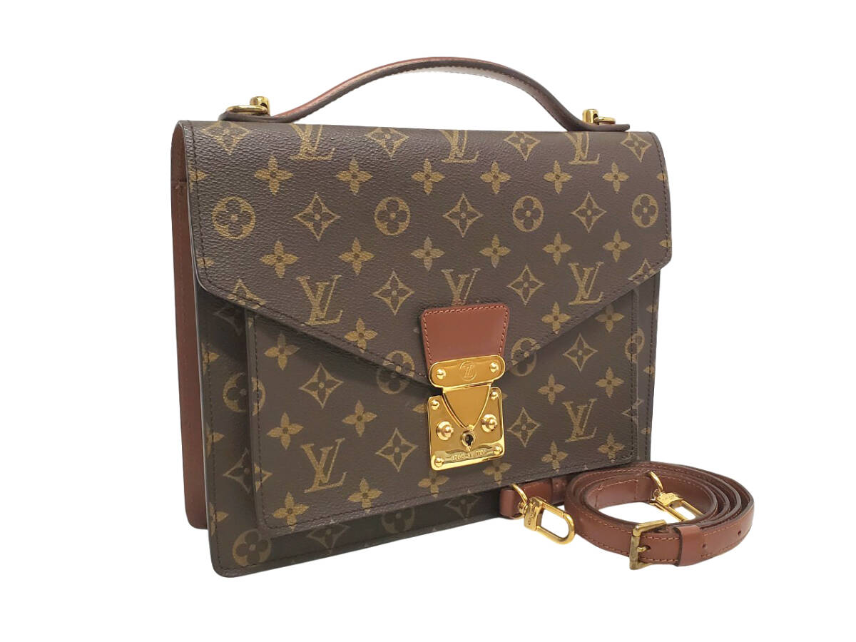 KD2849-41598◆極美品【ルイヴィトン】モノグラム・モンソー◆2wayハンドバッグ・ショルダー・メンズ・レディース拍卖