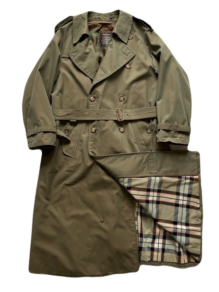 希少 英国製 INVERTERE製 Paul Stuart 一枚袖 トレンチコート ポールスチュアート コットン100% カーキ 玉虫 ヴィンテージ インバーティア拍卖