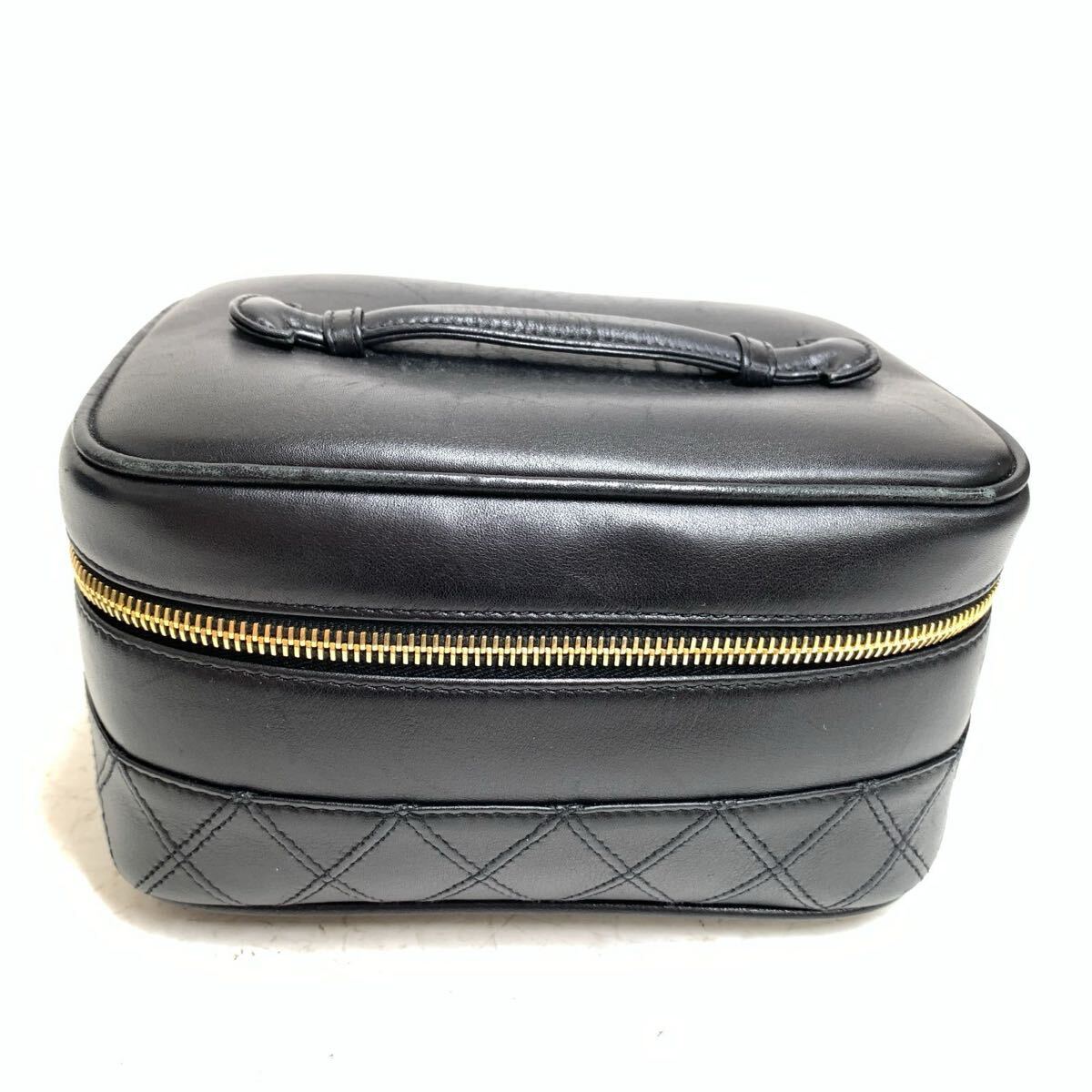 CHANEL シャネル ビコローレ マトラッセ バニティバッグ ハンドバッグ ブラック ラムスキン ココマーク ポーチ拍卖