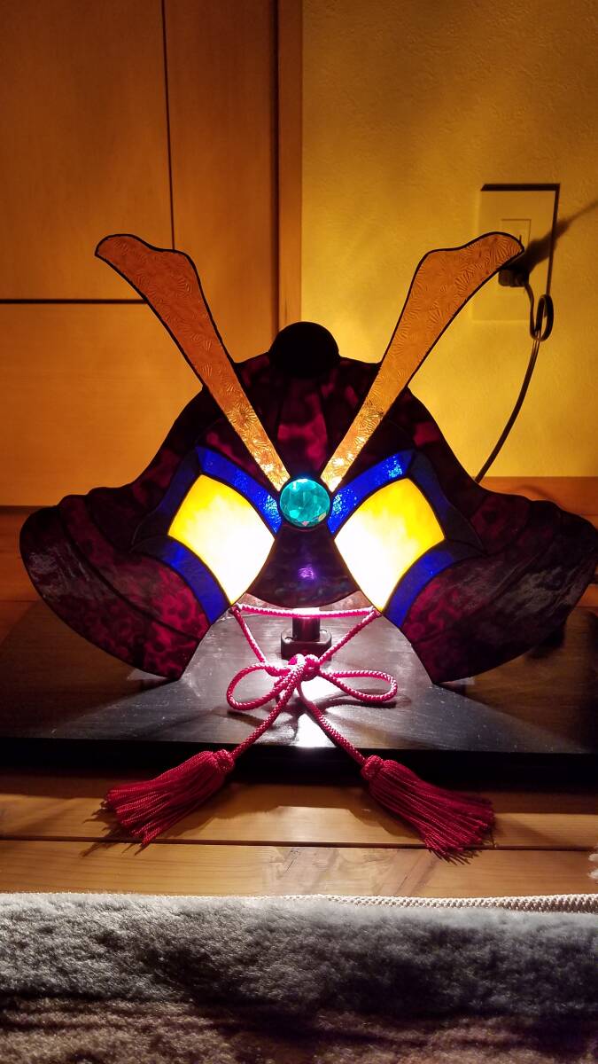 ハンドメイド ステンドグラス ライト(かぶと)拍卖